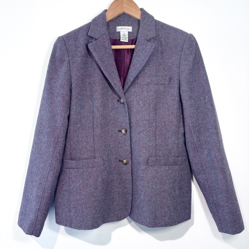 Orvis Vintage Purple Woven Wool Blend Single Breasted Office Blazer Jacket 8